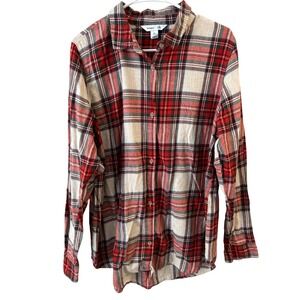 Old Navy The Classic Shirt Red Plaid Flannel Button Down Women's XL Tall